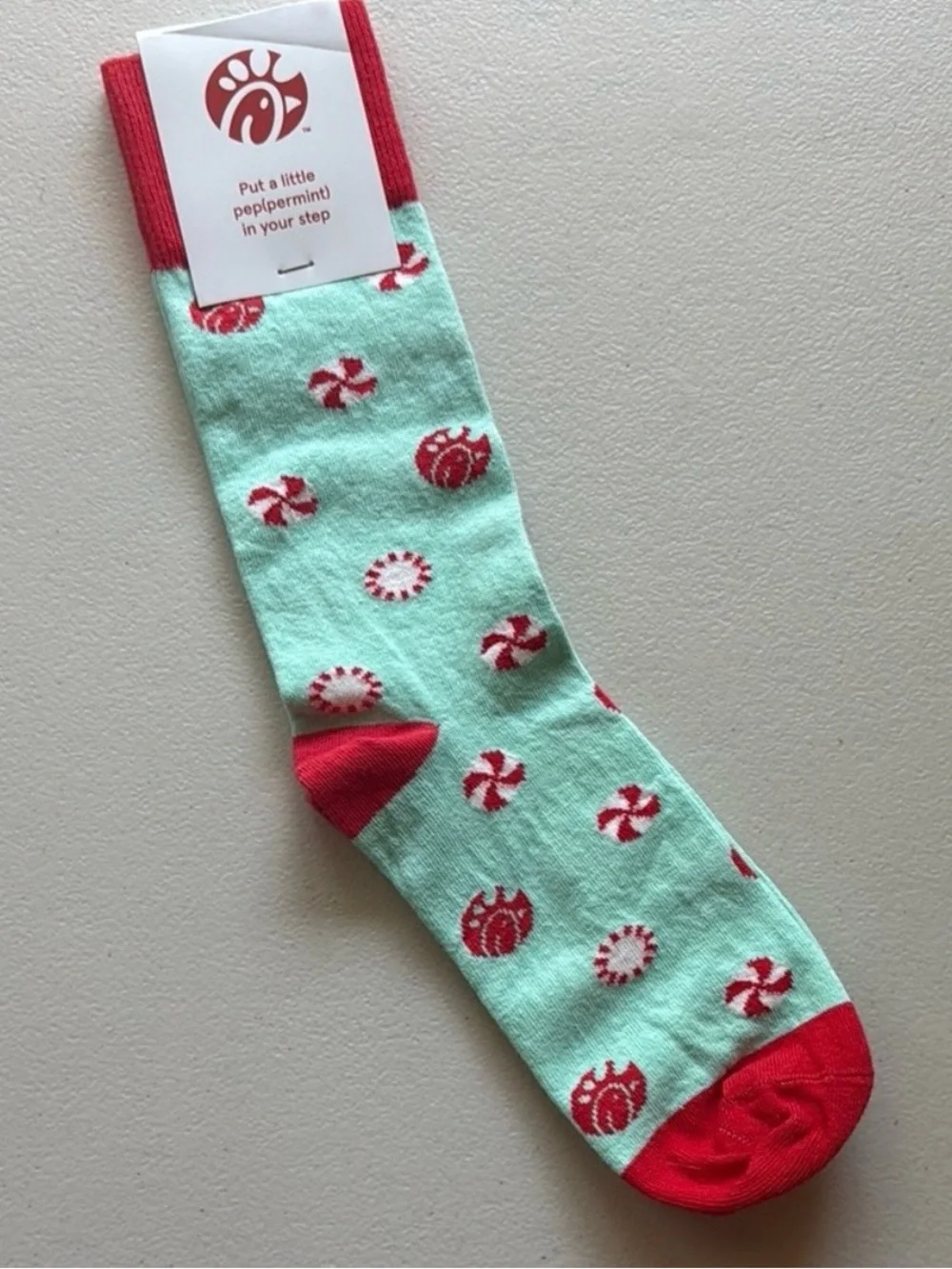 Hot Sox Women Gray Burger & Fries Crew Socks & Chick-fil-A peppermint Socks